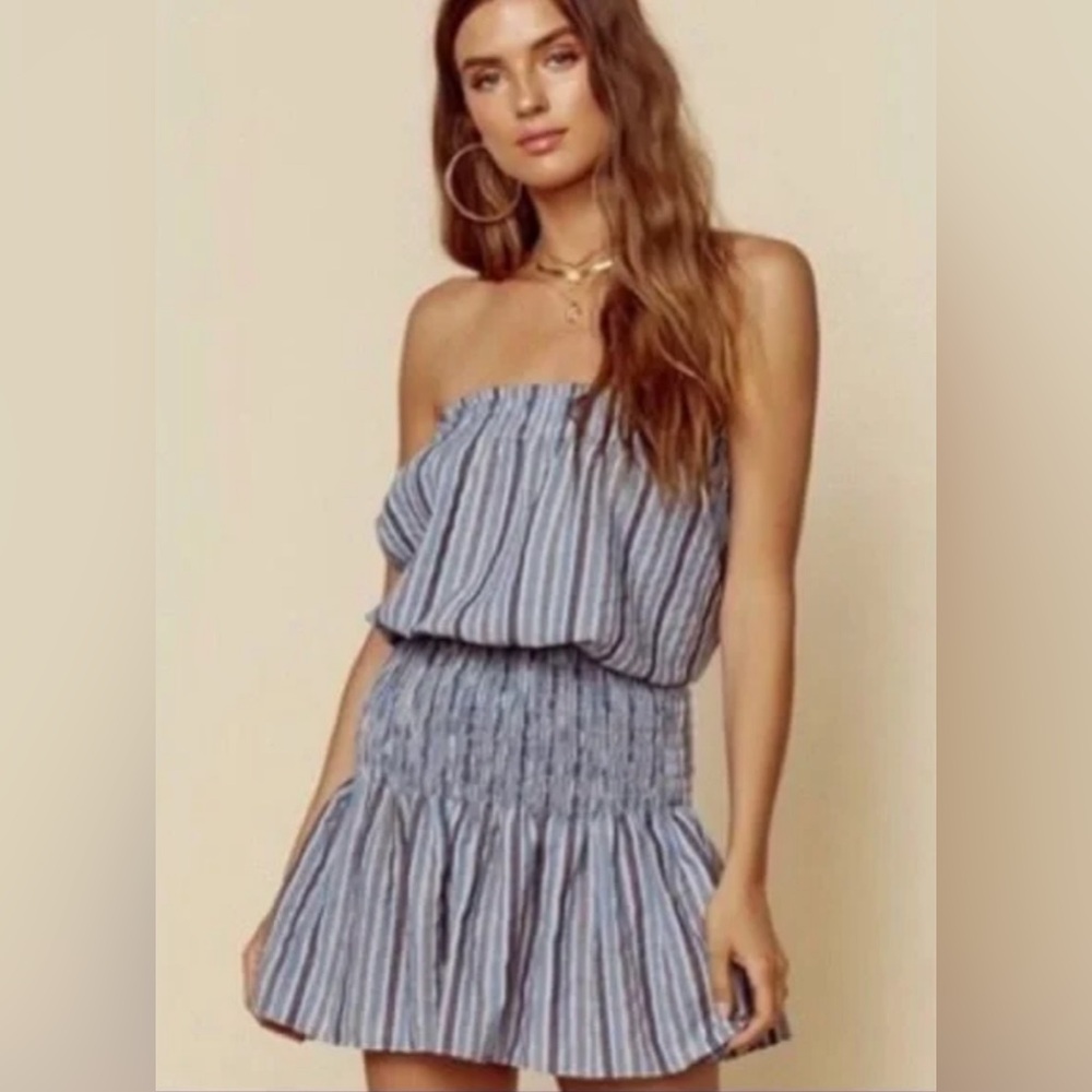 Planet Blue Blue Life Smocked Striped Romper